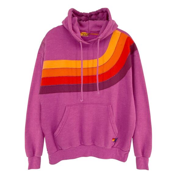 AVIATOR NATION Wave Pullover Hoodie in Magenta XS - Picture 1 of 12